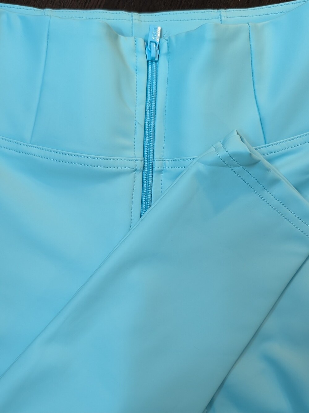 Freddy RE(MOVE) Vegan Leather Leggings Aqua Blue Zip Front Size M US 6